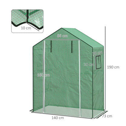 Outsunny Cubierta De Invernadero 140x73x190 Cm Con Ventana Anti-uv Verde_2
