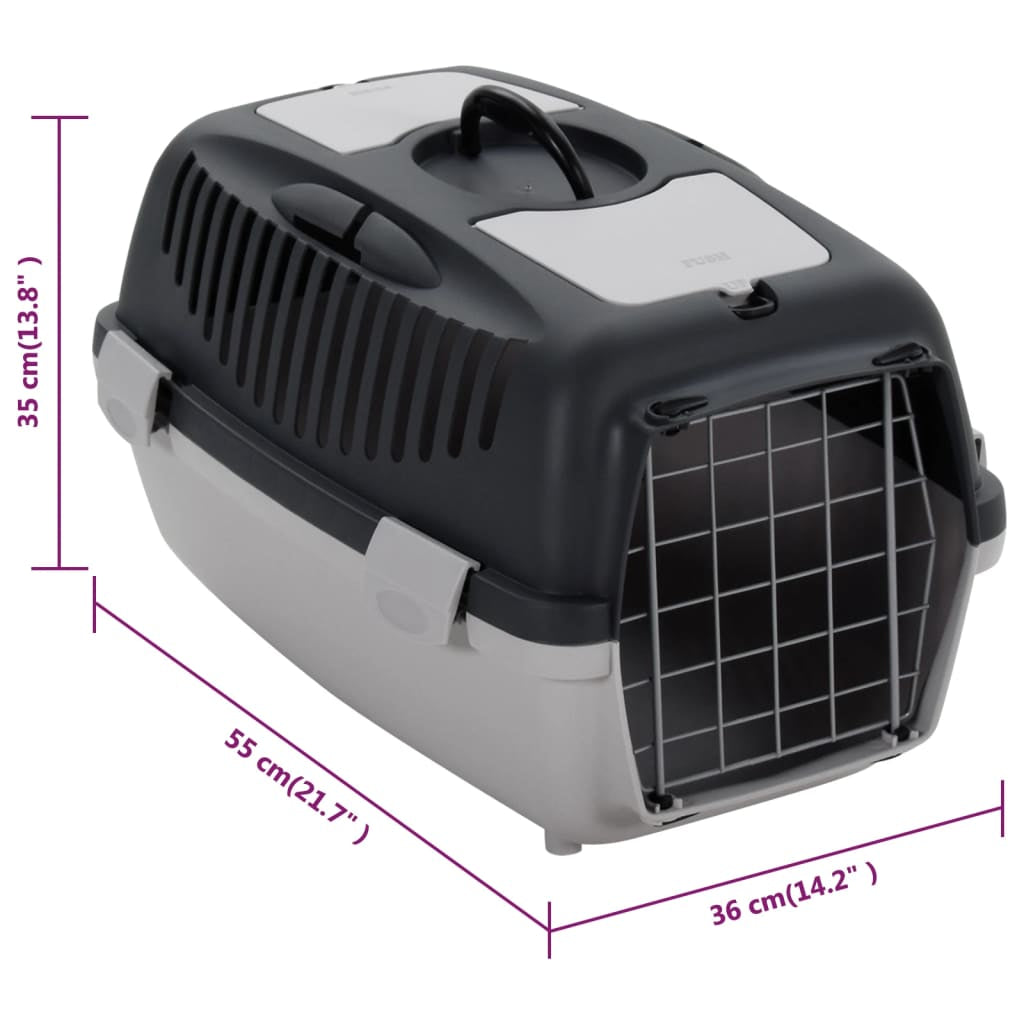 Vidaxl Transportín De Mascotas Pp Gris Y Negro 55x36x35 Cm_2