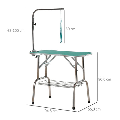 Pawhut Mesa De Aseo Para Mascotas Plegable Ajustable Forma De Hueso_2