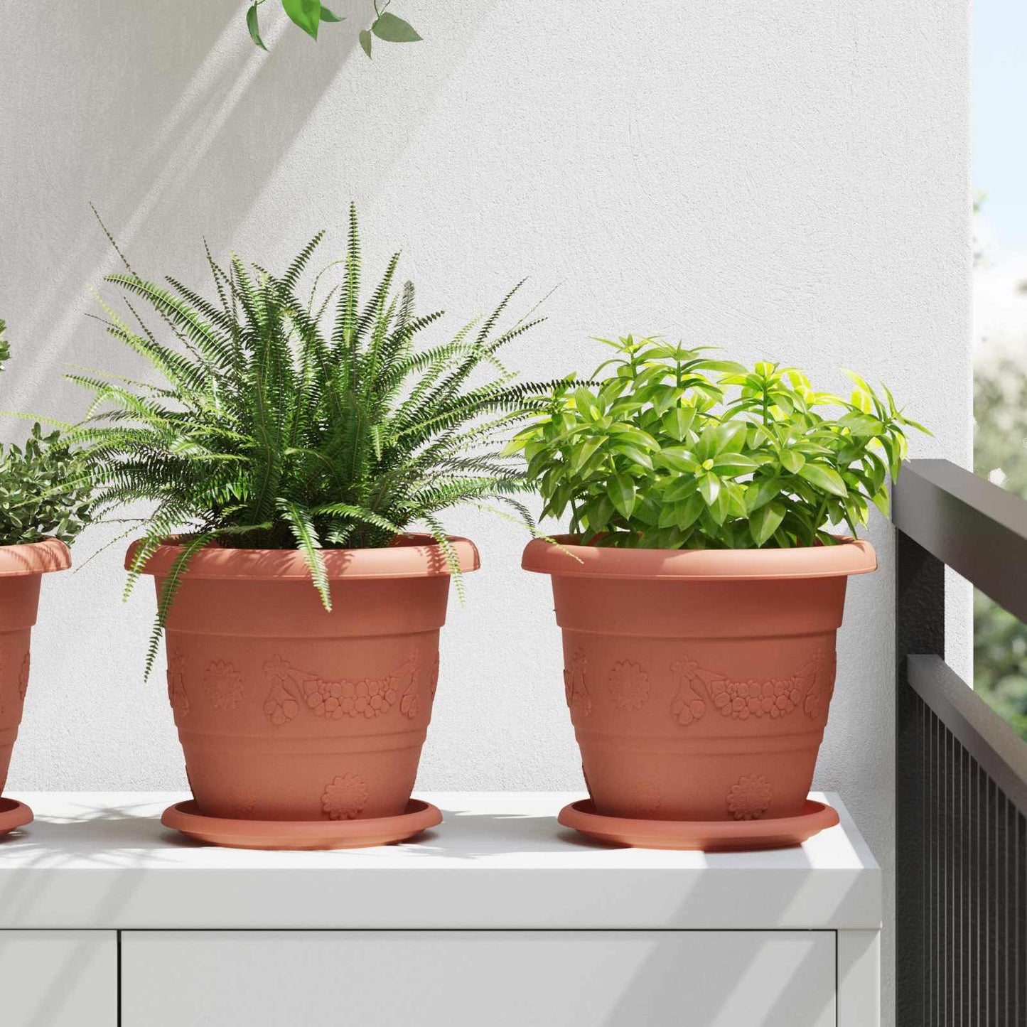 Macetas 6 Pcs Rojo Ladrillo Ø 22 X 18 Cm Plástico_1