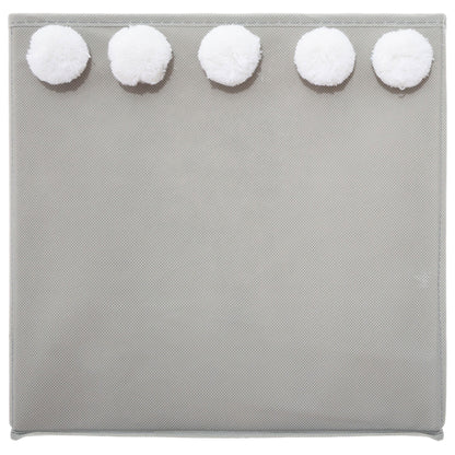 Caja  De Almacenamiento Infantil Con Pompones Color Gri30 X 29 X 29cm_1