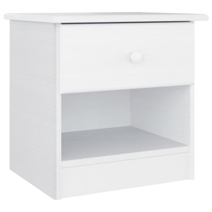 Mesita De Noche Alta Madera Maciza De Pino Blanco 41x35x41 Cm_0