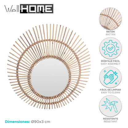 Well Home Espejo Redondo De Ratan Ø90cm_1