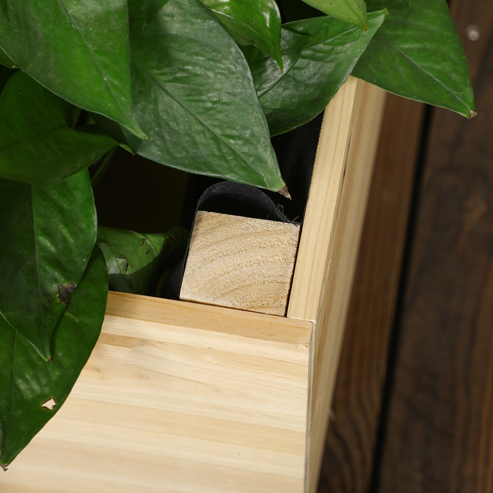 Outsunny Jardinera De Madera Con Enrejado Con Tela No Tejida 60x43x147cm Natural_3