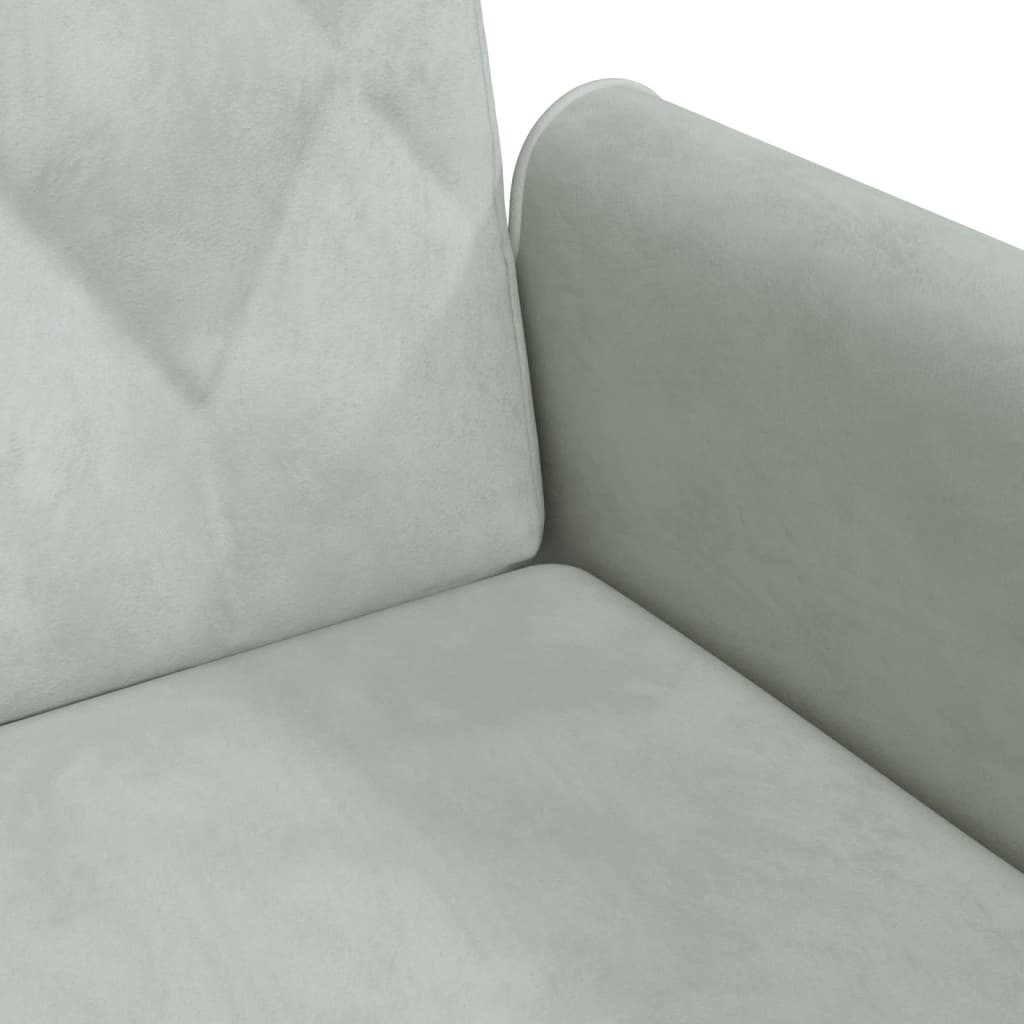 Sofá Cama 2 Plazas Con Almohadas Taburete Terciopelo Gris Claro / Vetonek_3