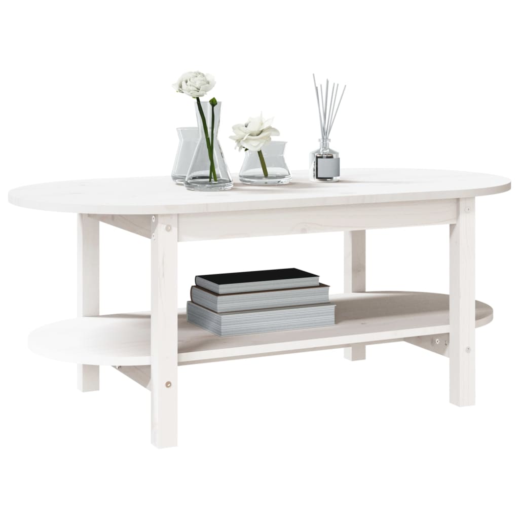Mesa De Centro De Madera Maciza De Pino Blanco 110x55x45 Cm_2