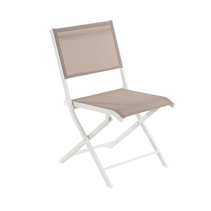Silla De Exterior Plegable, Tamaño: 48x48x84 Cm, Aluminio Doble Reforzado Color Blanco, Textilene Color Taupé_0