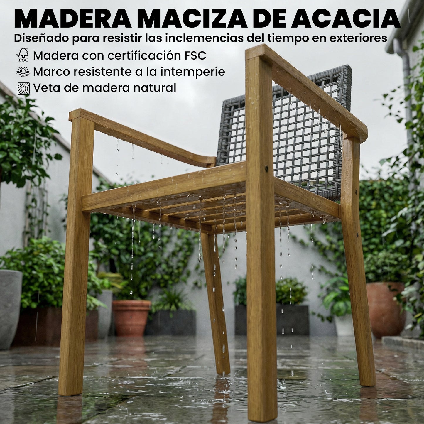 Outsunny Juego De 2 Sillas De Jardín Exterior De Madera_3