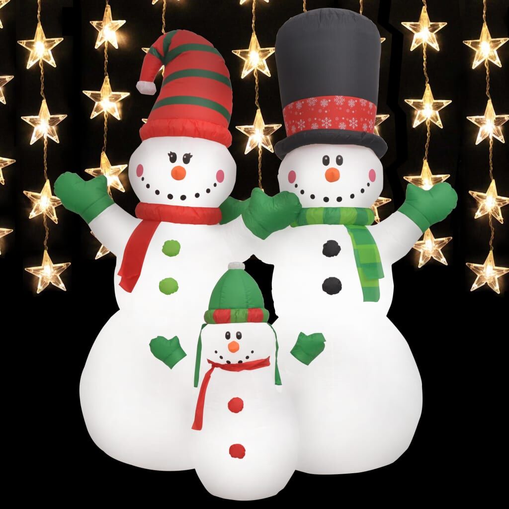 Vidaxl Familia De Muñecos De Nieve Inflable Navidad Led Ip44 240 Cm_3