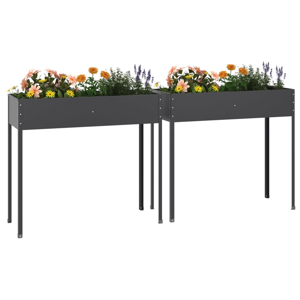 Jardineras 2 Unidades Acero Galvanizado Gris Antracita_2