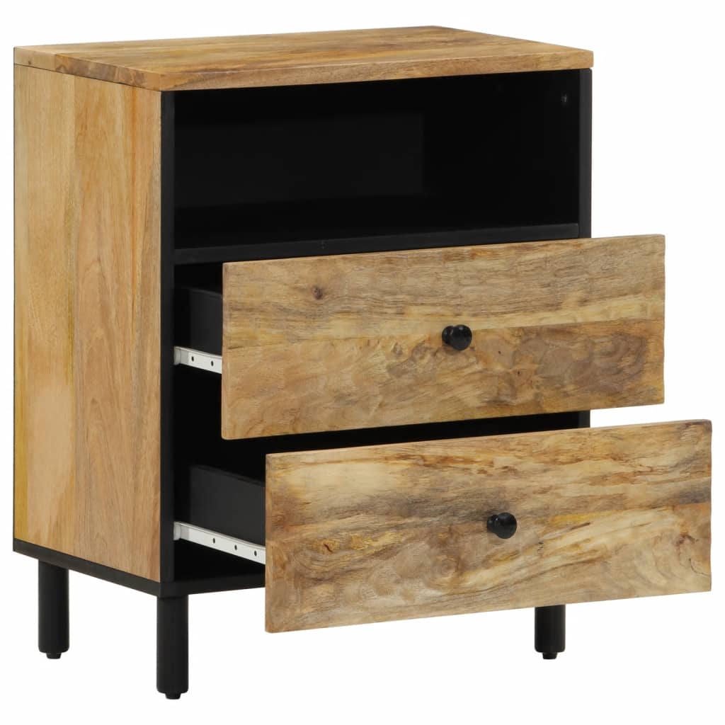 Mesita De Noche Madera Maciza De Mango 50x33x60 Cm_0
