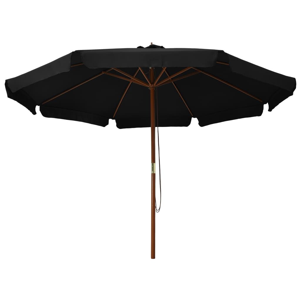 Vidaxl Sombrilla De Jardín Con Palo De Madera Negro 330 Cm_1