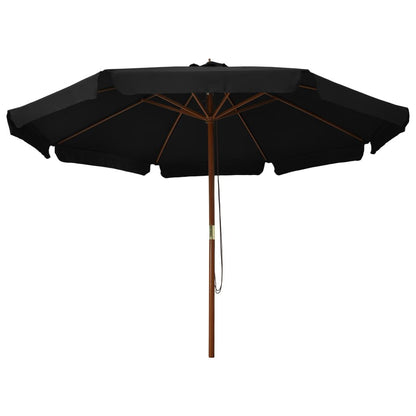 Vidaxl Sombrilla De Jardín Con Palo De Madera Negro 330 Cm_1