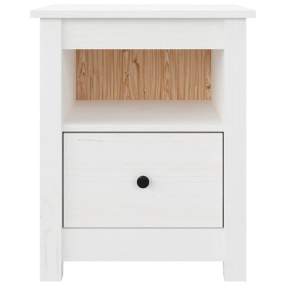 Mesitas De Noche 2 Uds Madera Maciza De Pino Blanco 40x35x49 Cm_4