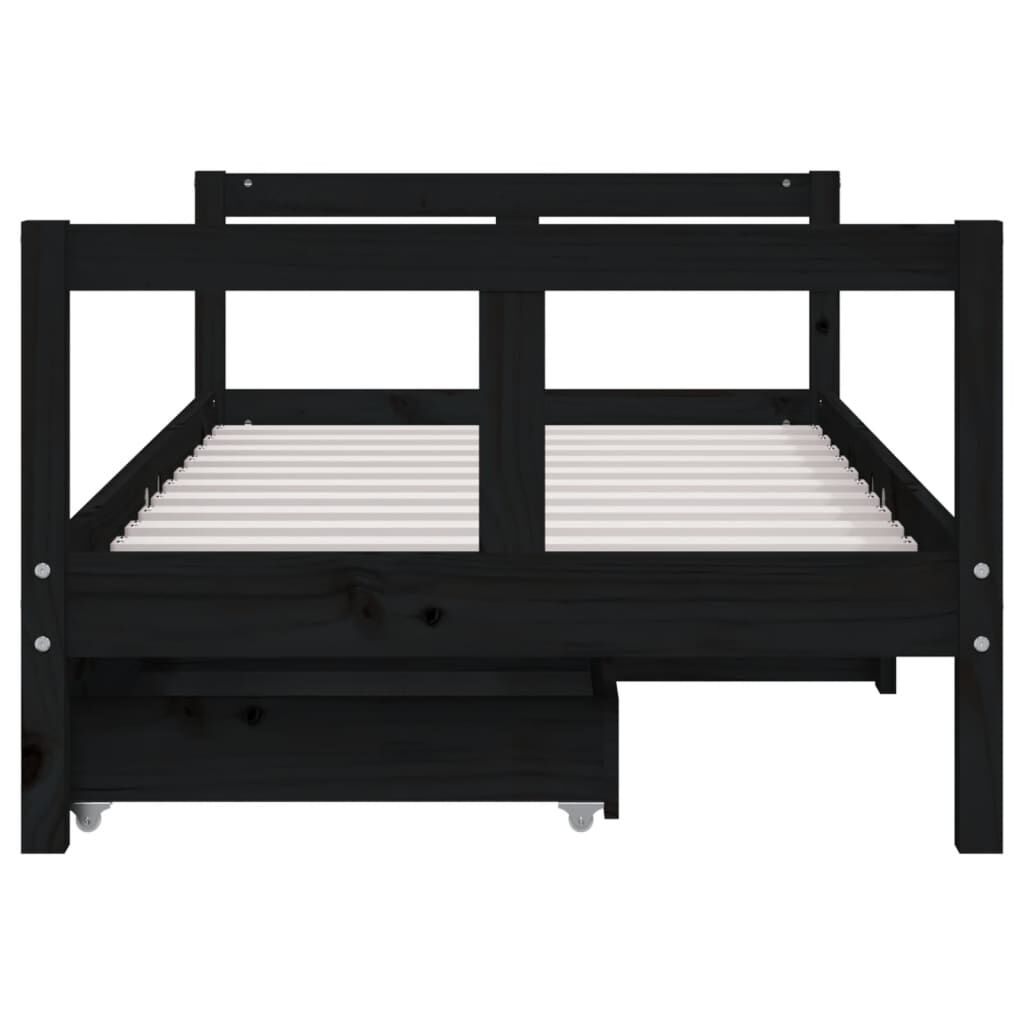 Vidaxl Estructura Cama Infantil Y Cajones Madera Pino Negro 80x160 Cm_4