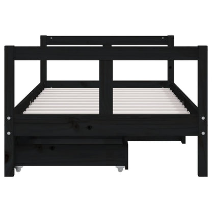 Vidaxl Estructura Cama Infantil Y Cajones Madera Pino Negro 80x160 Cm_4