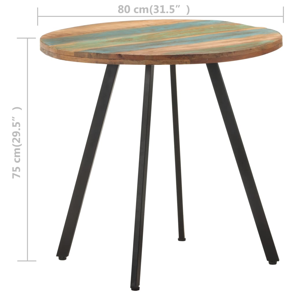 Mesa De Comedor De Madera Maciza Reciclada 80 Cm_2