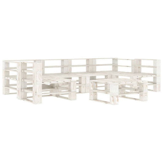 Vidaxl Juego De Muebles De Palets Para Jardín 7 Piezas Madera Blanco_0