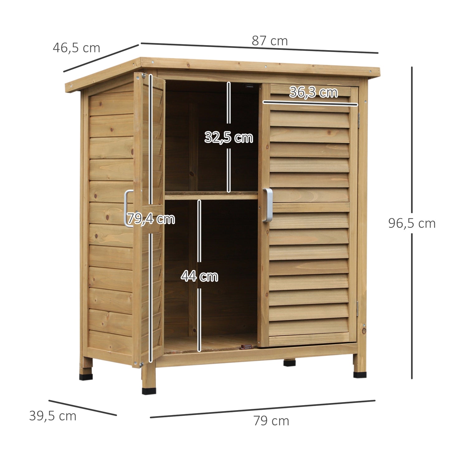Outsunny Cobertizo De Almacenamiento De Madera Para Jardín 87x46_2