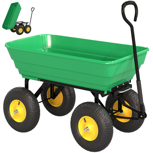 Outsunny Carro De Jardín Con Carrocería Inclinable 109x52x94 Cm Verde Oscuro_0