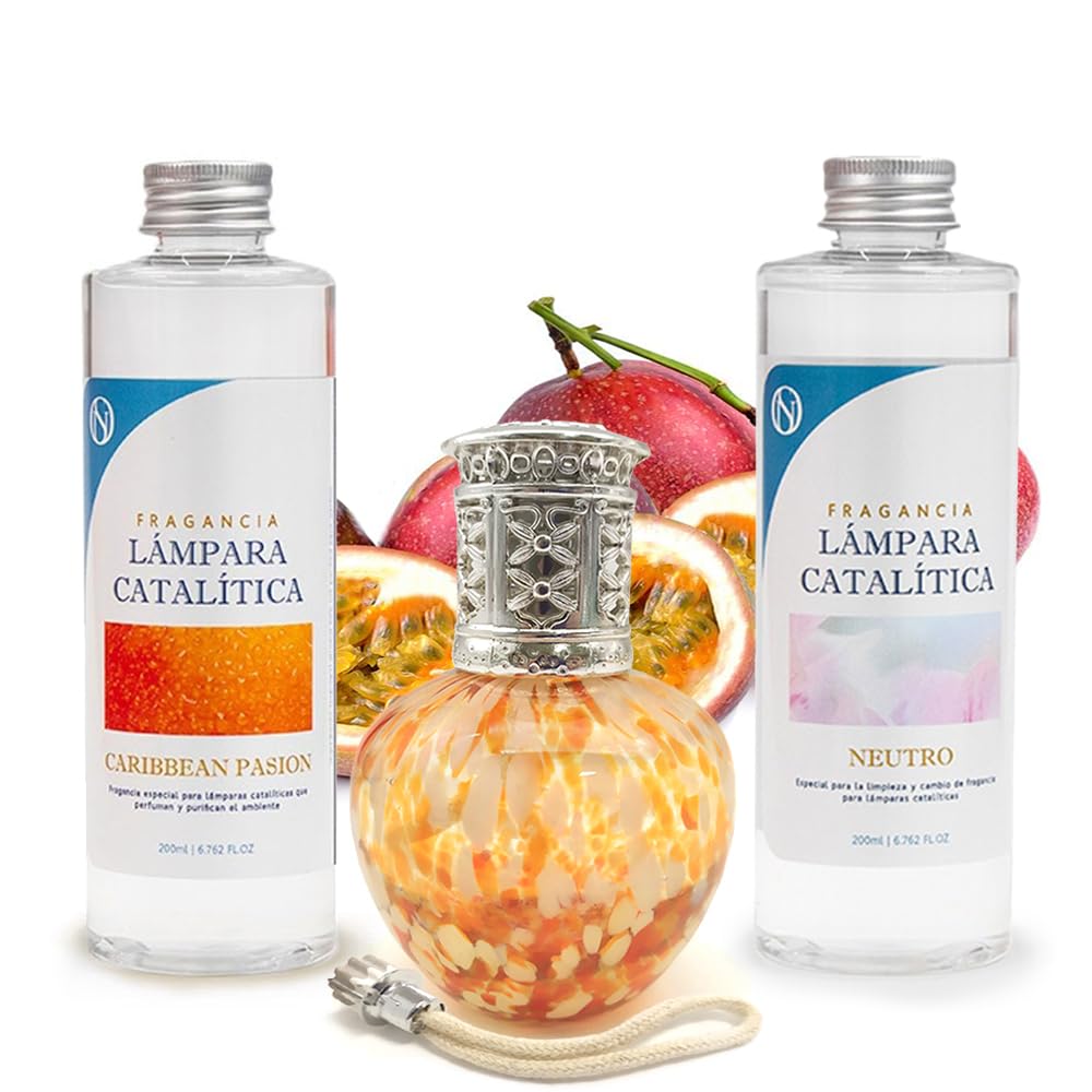 Pack Ahorro Lámpara Catalítica Drops Orange + Fragancia Caribbean Passion 200ml+ Limpiador Neutro 200ml+ Mecha Repuesto_0