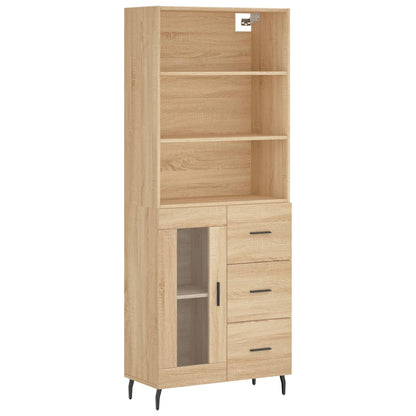 Aparador Alto Madera Contrachapada Color Roble 69,5x34x180 Cm_1