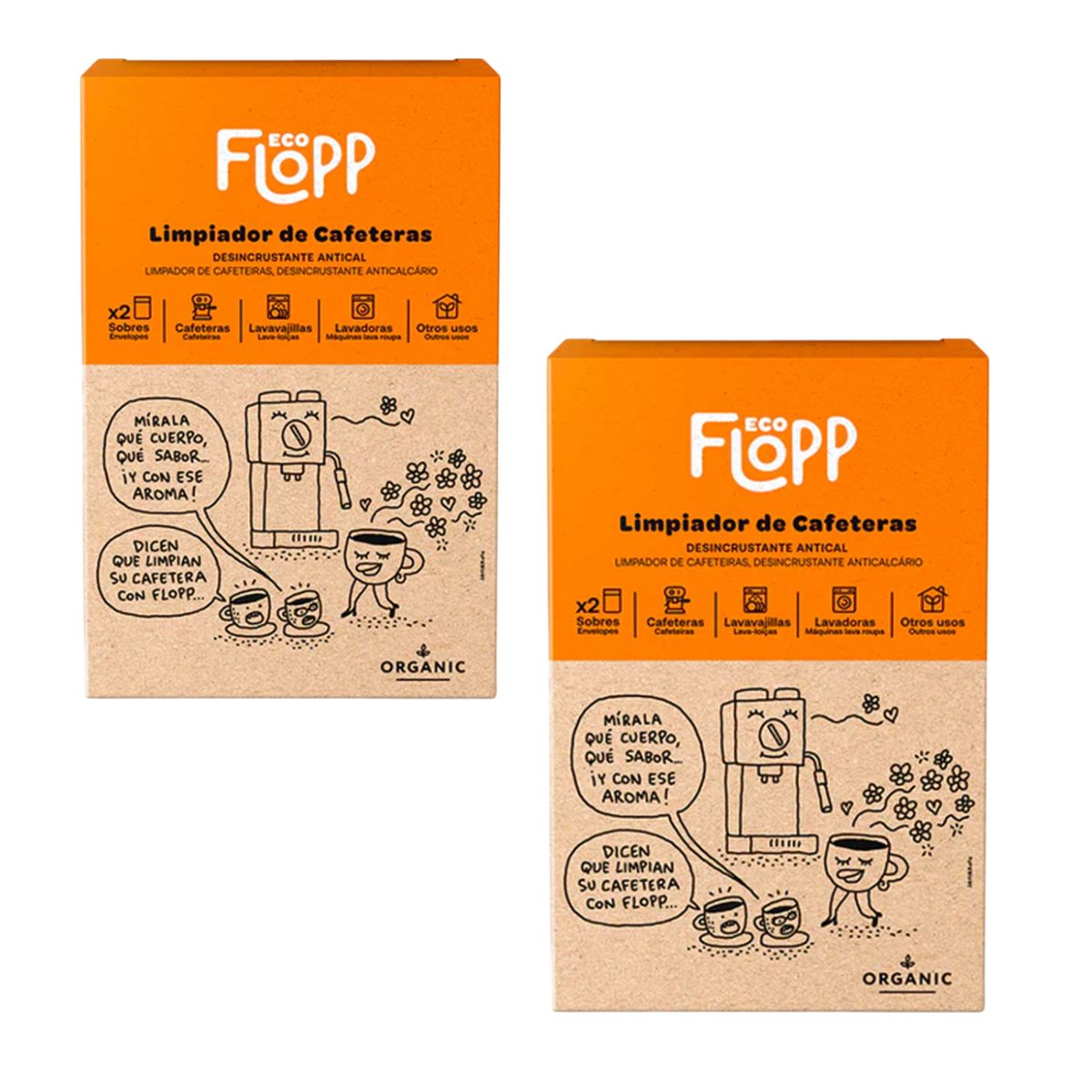 Pack 2 x Limpiador Cafeteras 1 estuche x 2 sobres Flopp