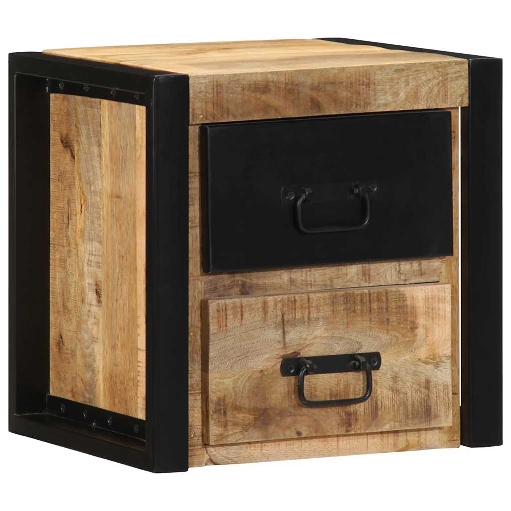 Mesitas De Noche 2 Uds 40x35x40 Cm Madera Maciza Rugosa Mango_0