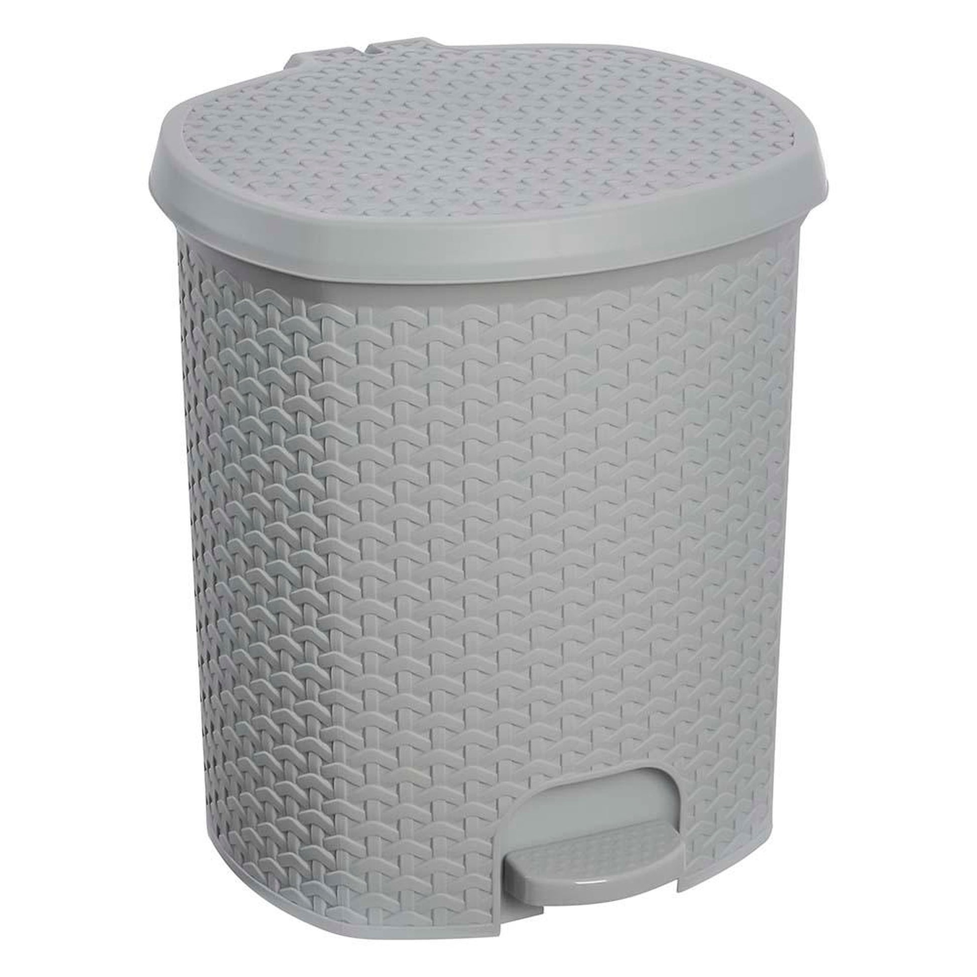 Cubo De Basura / Papelera Polivalente, Con Tapa, Diseño Rattán, Capacidad 21l, Tamaño 33,5x34,5x39,2 Color Gris Nórdico_0