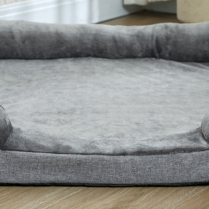 Pawhut Cama Para Perros Medianos Con Base Antideslizante 91,5x68,5x16,5 Cm Gris_4