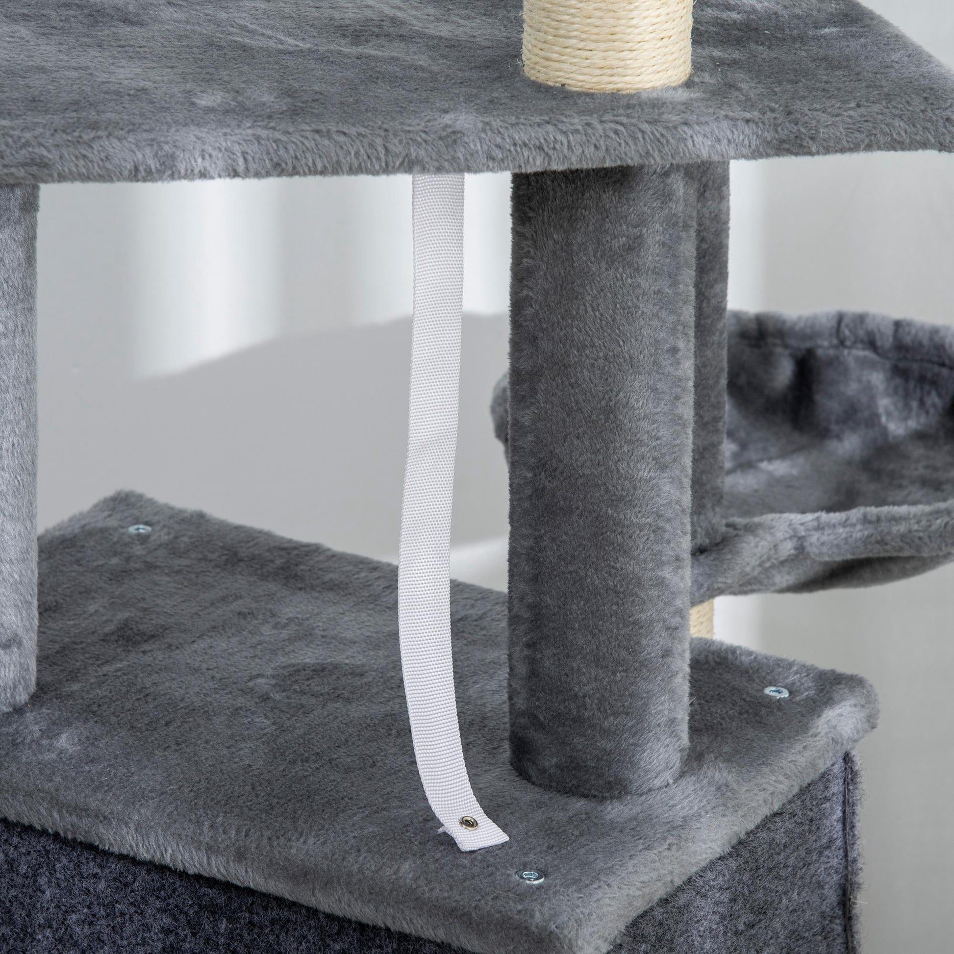 Pawhut Árbol Rascador Para Gatos 127 Cm Con Cueva Hamaca Cama Rampa Gris_3