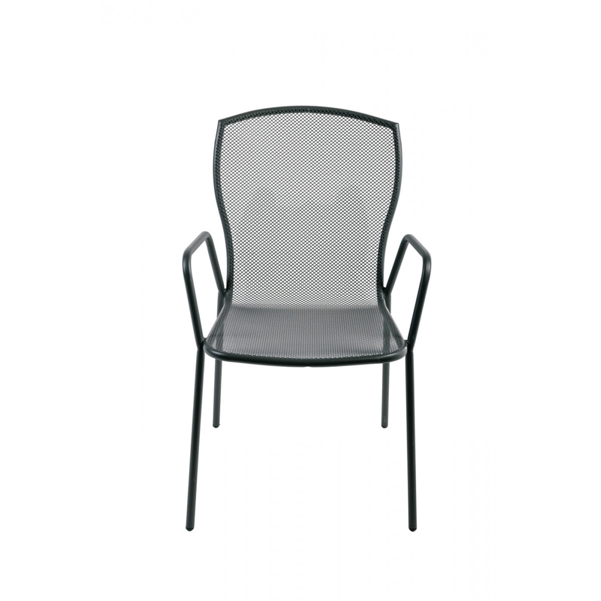 Juego De 4 Sillas De Jardín Apilables De Acero Negro Con Reposabrazos Industriales - Muebles De Jardín -55x59xh89cm_1