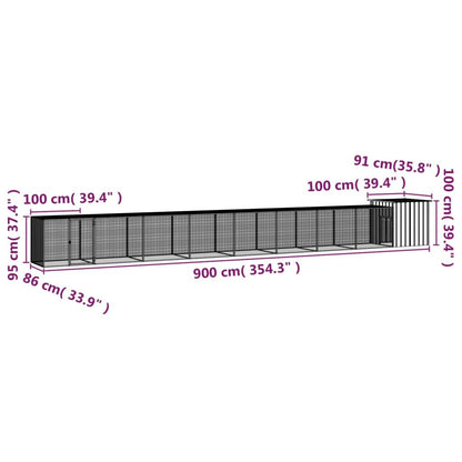 Vidaxl Gallinero De Acero Galvanizado Gris 900x91x100 Cm_4