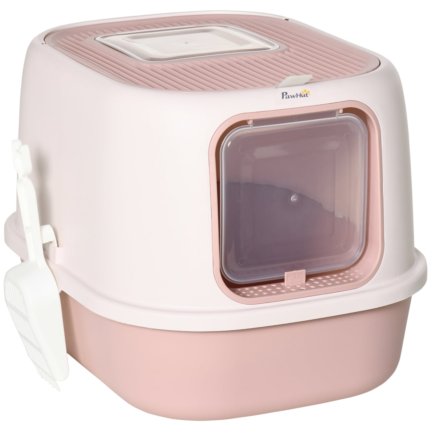 Pawhut Arenero Gatos Con Puerta Bandeja Extraíble Y Pala 40x53,5x37,5 Cm Rosa_0