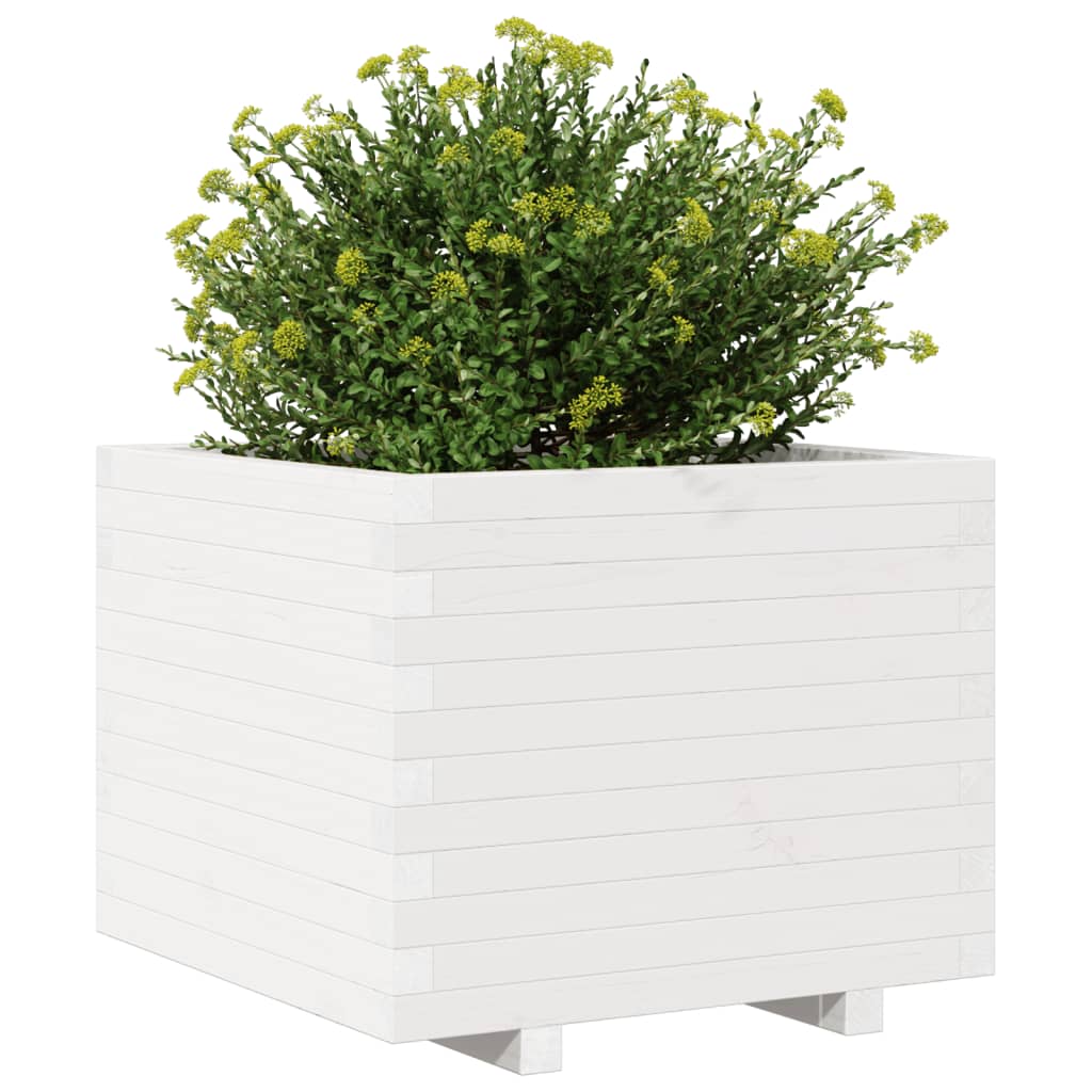 Jardinera Madera Maciza De Pino Blanco 60x60x49,5 Cm_3