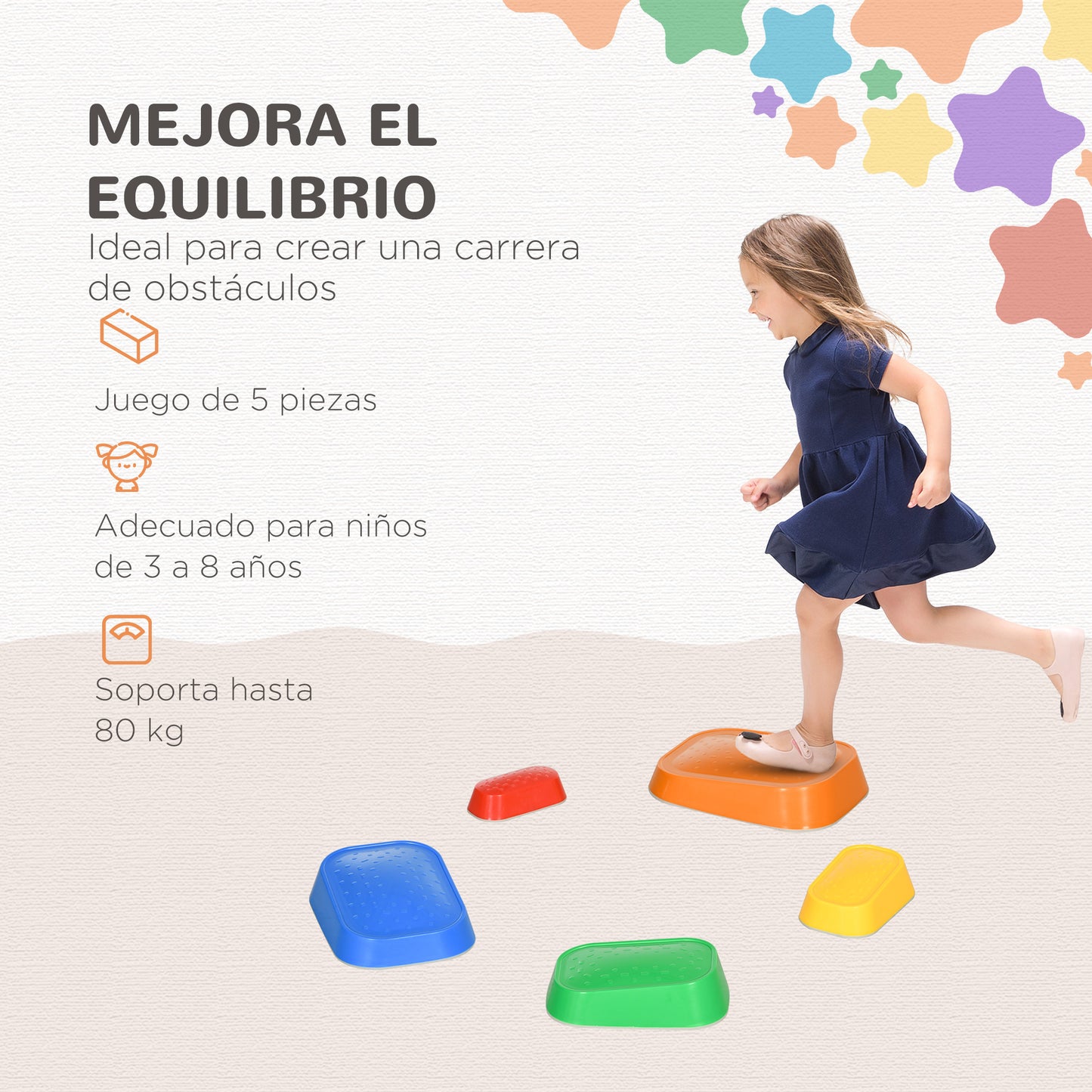 Zonekiz Piedras De Equilibrio Para Niños De 3-8 Años 36x27,5x31 Cm Multicolor_3
