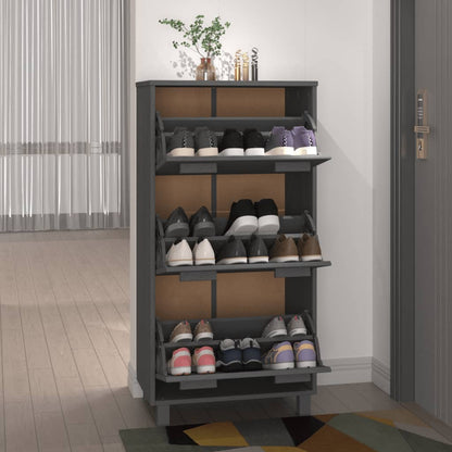 Zapatero Hamar Madera Maciza Pino Gris Oscuro 59,5x35x117 Cm / Vetonek_3