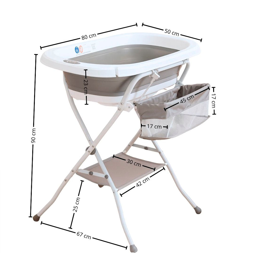 Bathby | Bañera Plegable De Bebé Con Soporte Antideslizante, Tubo De Desagüe, Cesta Y Organizador | Segura Y Ligera_3