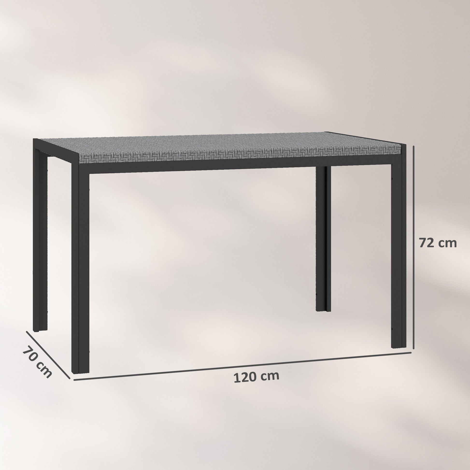 Outsunny Mesa De Comedor De Jardín De Ratán Sintético Con Estructura De Metal_2