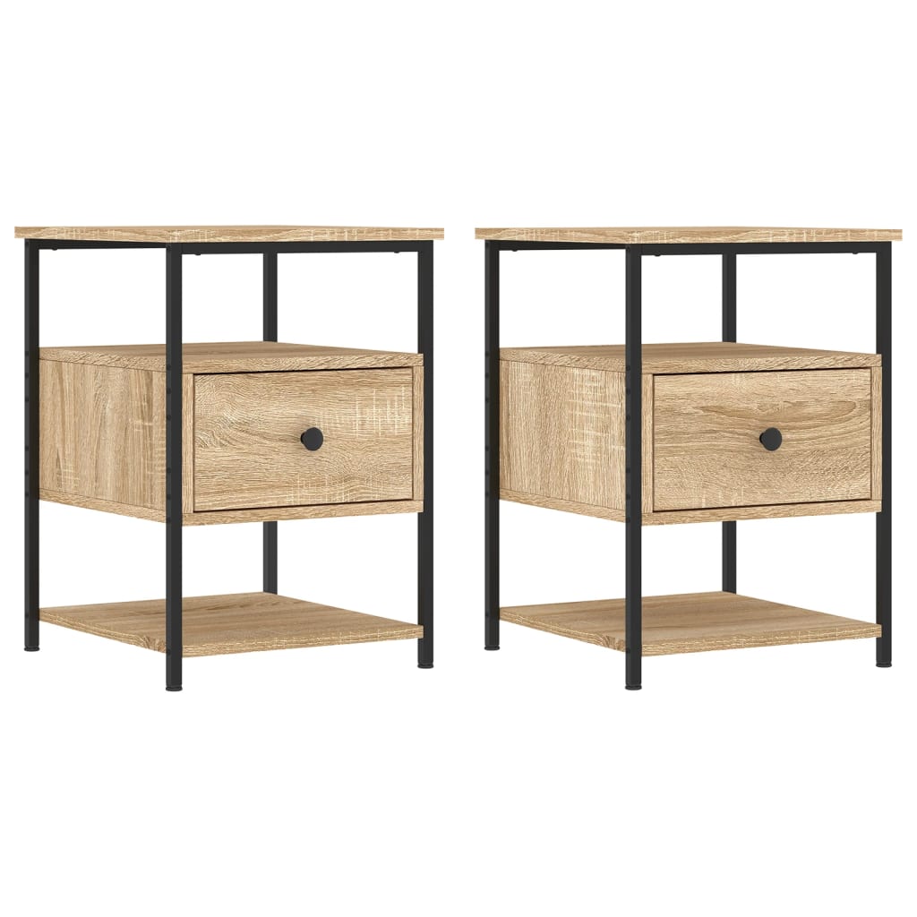 Mesitas Noche 2 Uds Madera Ingeniería Roble Sonoma 40x42x56 Cm_0