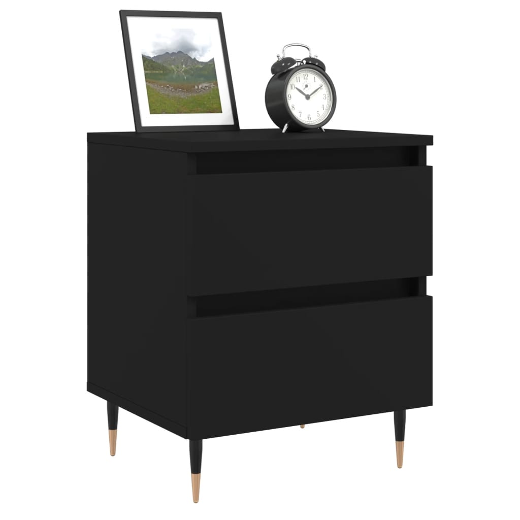 Mesita De Noche Madera De Ingeniería Negro 40x35x50 Cm_1