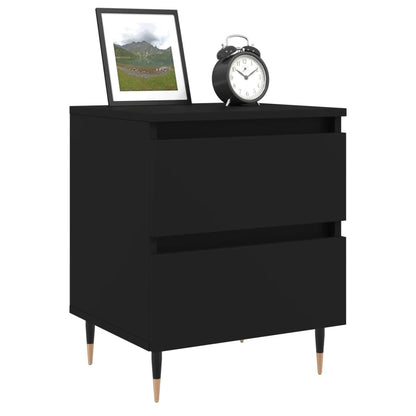 Mesita De Noche Madera De Ingeniería Negro 40x35x50 Cm_1
