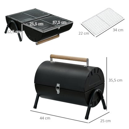 Outsunny Barbacoa De Carbón Portátil Con 2 Parrillas Asa Cierre 42x26x42cm Negro_2