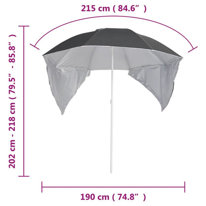 Vidaxl Sombrilla De Playa Con Paredes Laterales Gris Antracita 215 Cm_2