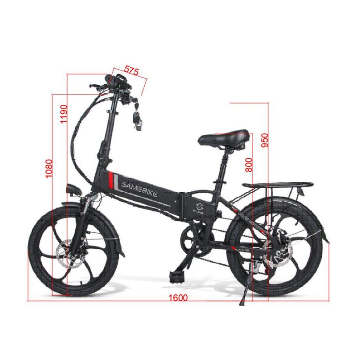 Bicicleta Eléctrica Plegable Samebike 20lvxd30 350w-48v-10,4ah (499wh) - Rueda 20 Color Blanco_3
