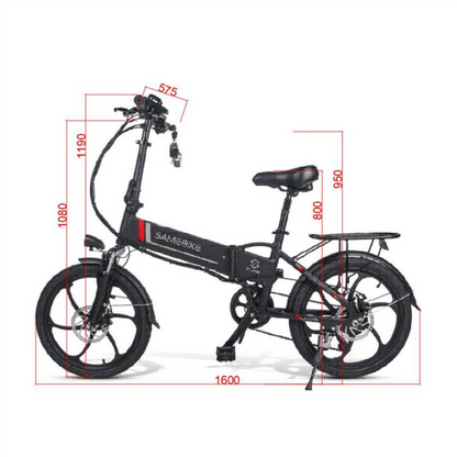Bicicleta Eléctrica Plegable Samebike 20lvxd30 350w-48v-10,4ah (499wh) - Rueda 20 Color Negro_3