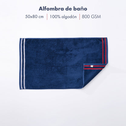 Alfombra De Baño 50x80cm 100% Algodón 800gsm Rizo Teñido Color Azul Marino El Ganso