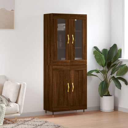 Aparador Alto Madera Contrachapada Marrón Roble 69,5x34x180 Cm_0