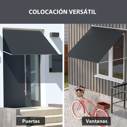 Outsunny Toldo Para Ventana Manual Con Marco De Aluminio 150x120 Cm Gris Oscuro_5