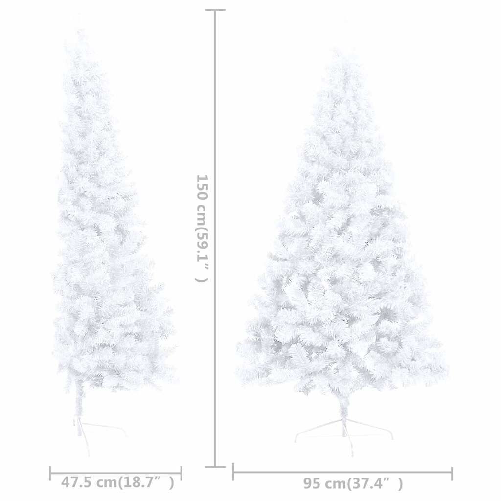 Vidaxl Medio Árbol De Navidad Con Luces Y Bolas Blanco 150 Cm_2